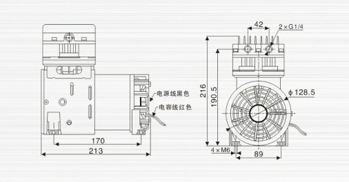 臺冠JP-180S壓縮泵外觀尺寸圖 臺冠JP-180S壓縮泵外觀尺寸圖